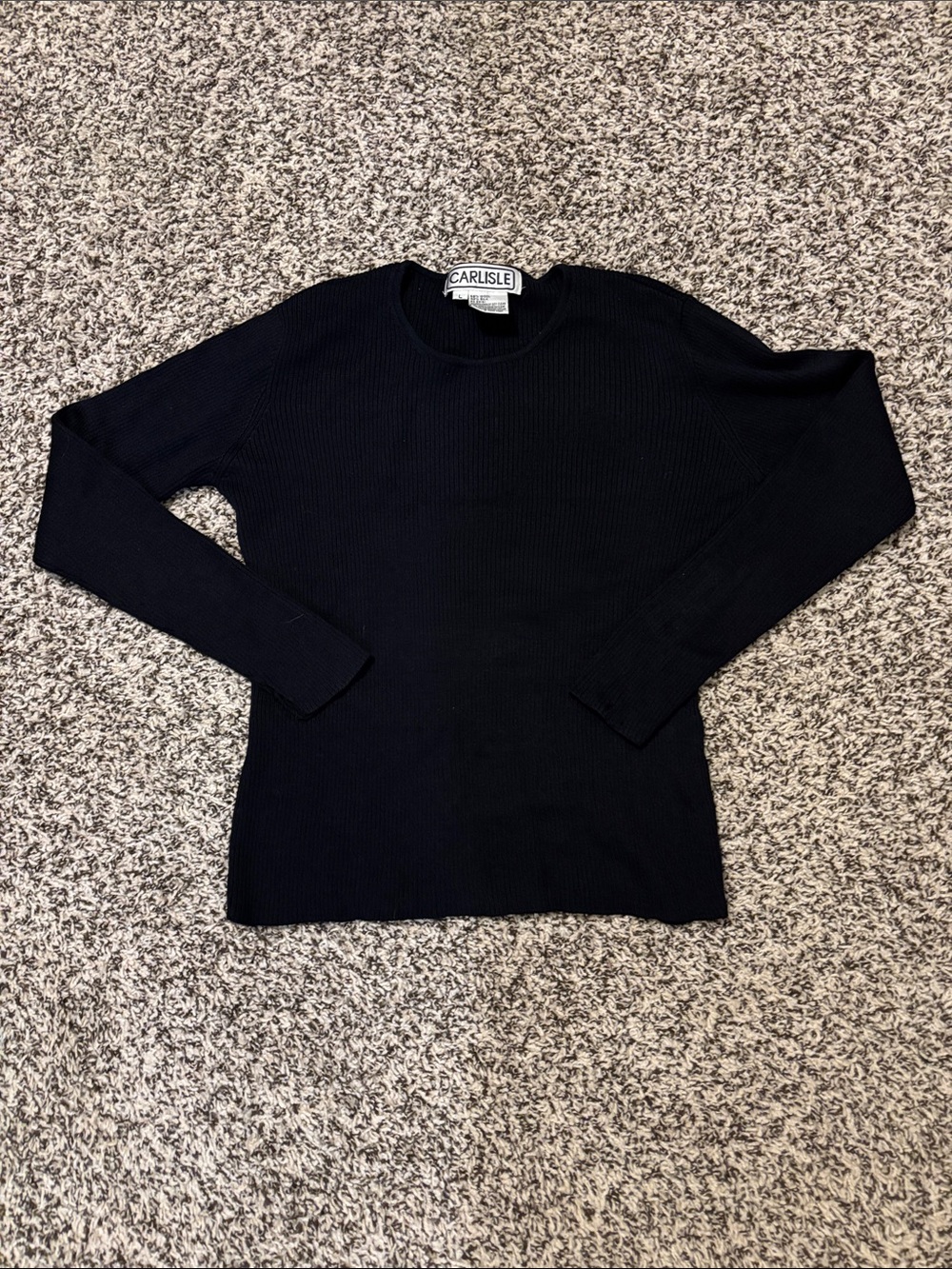Carlisle Black Ribbed Scoop-Neck Sweater Silk & Wool
